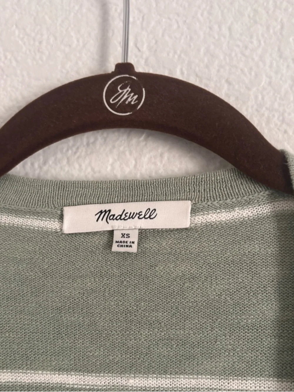 Madewell Women's Size XS Green Striped Marlton Side Button Cardigan Sweater